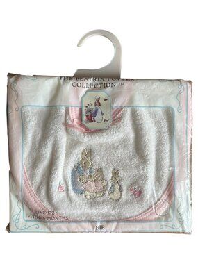 Vintage 1990s Beatrix Potter Collection Embroidered Terry Cloth Baby Bib 0-6 mos